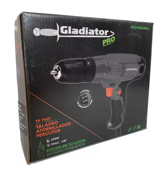 Taladro Atornillador Percutor Gladiator 10mm 230W