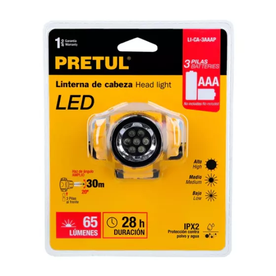 Linterna de minero Truper 3 LEDs Pretul 65 lm 3 pilas AAA