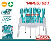 JUEGO DE DESTORNILLADORES Y DESTORNILLADORES JOYERO (14 PZS) - CRV - TOTAL
